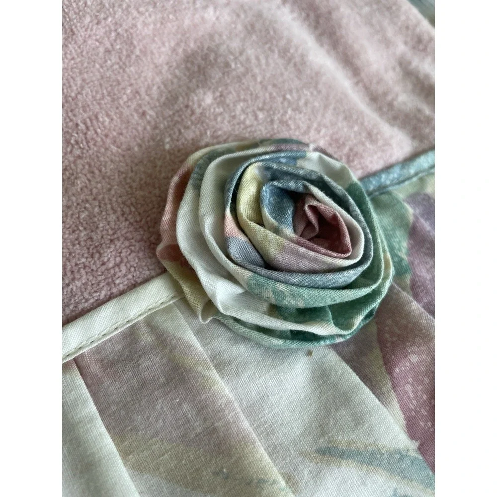 Vtg 4 pc Pink Southwest Pastels AVANTI Bath Towel Set 100% Cotton Flower Button